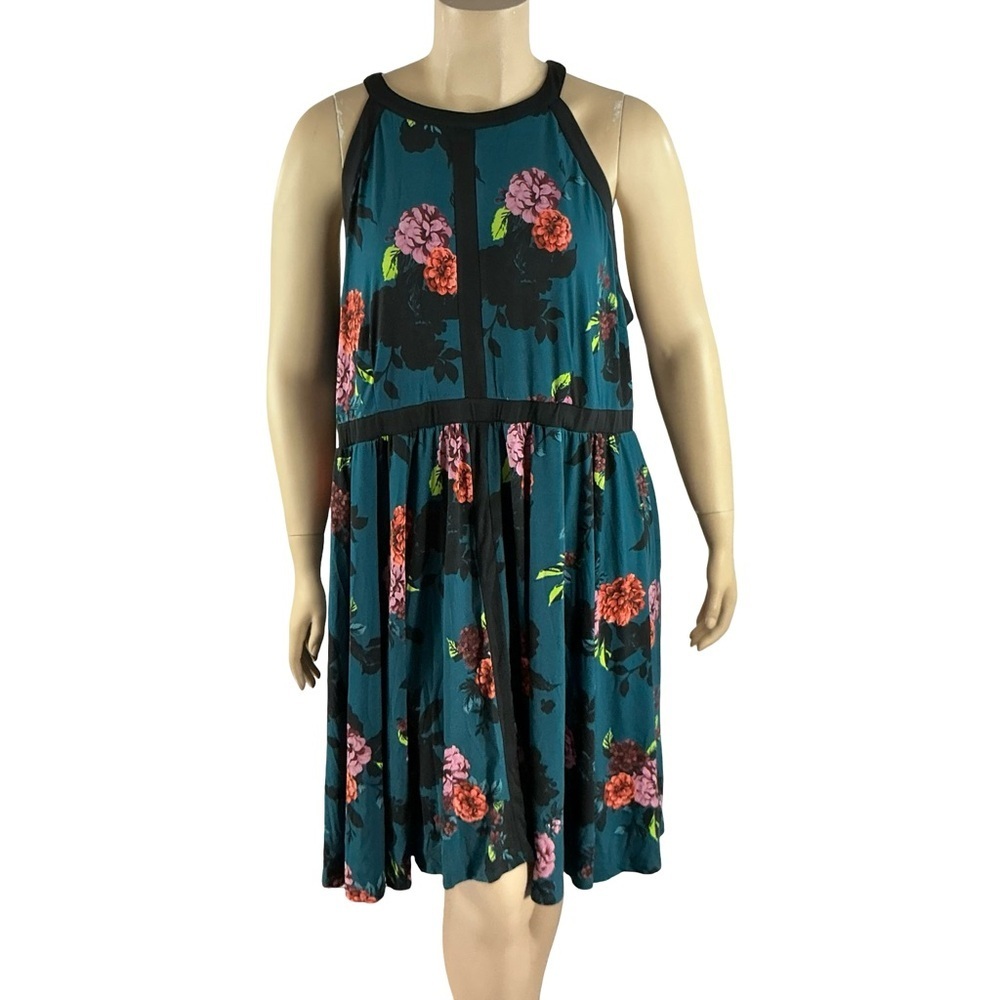 Torrid Mini Studio Knit Skater Dress Floral Green Size 4X
